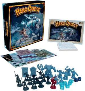 HeroQuest: The Frozen Horror — temsili üretici görseli HeroQuest: The Frozen Horror kutusu ve içeriği — temsili üretici görseli